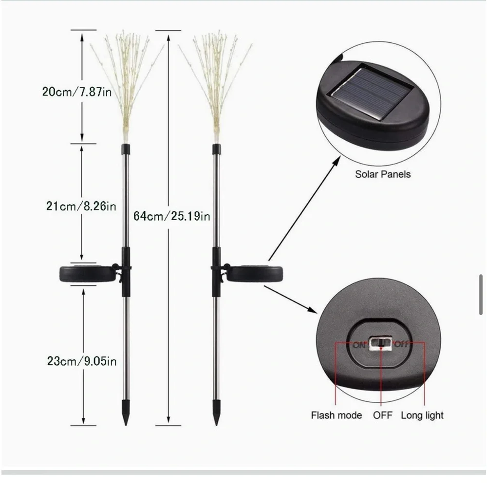 Anordsem Solar Garden Lights/Solar Fireworks Lights-Waterproof IP65-2-Pack - Picture 5 of 14